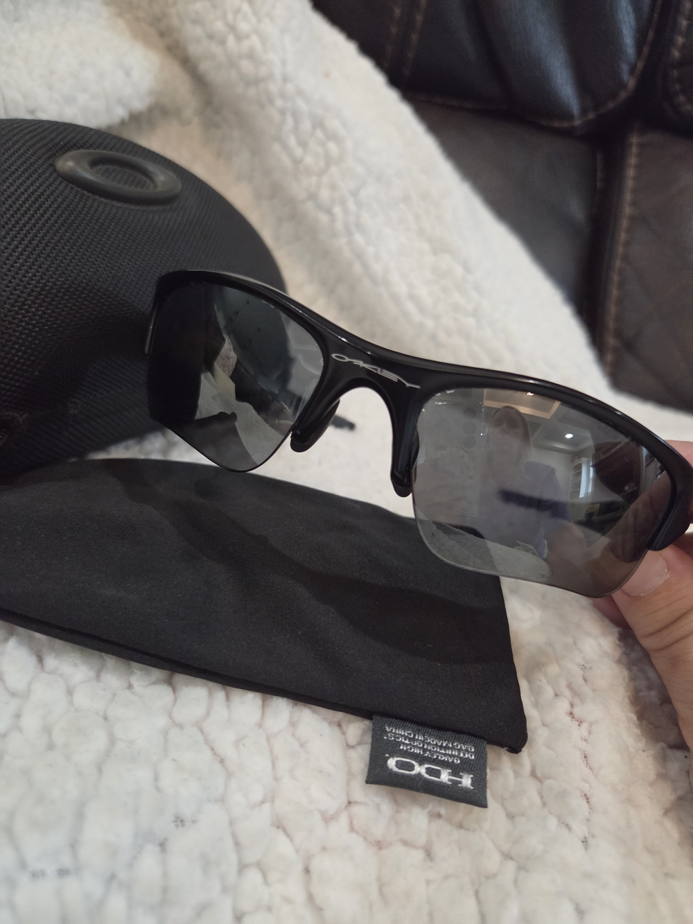 Oakley Black Semi-Rimless Sport Sunglasses